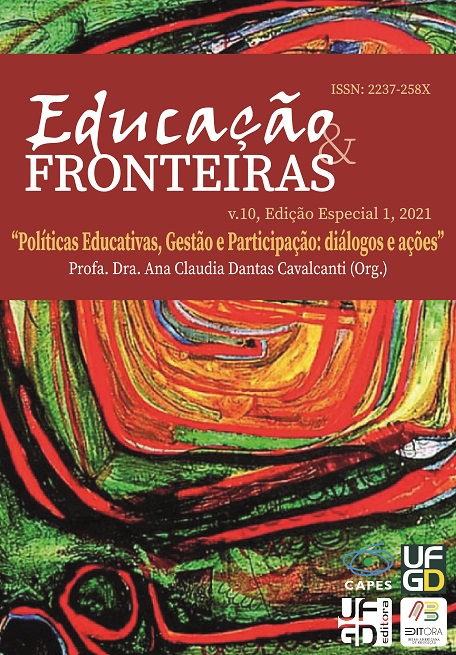 					Visualizar (2021) v. 11, Especial 1 -  Políticas Educativas, Gestão e Participação: diálogos e ações
				